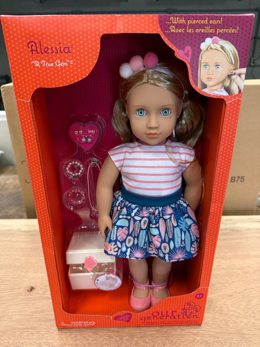 Alessi Pink & Blue Striped Top Fashion Doll with Accessories